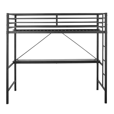 Flash Furniture Jake Metal Loft Bed Frame With Desk, Protective Guard Rails And Ladder For Kids, Teens And Adults 2 Flash Furniture Jake Metal Loft Bed Frame With Desk, Protective Guard Rails And Ladder For Kids, Teens And Adults - Image 2