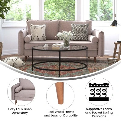 Flash Furniture Evie Mid-Century Modern Sofa With Fabric Upholstery & Solid Wood Legs 3 Flash Furniture Evie Mid-Century Modern Sofa With Fabric Upholstery & Solid Wood Legs - Image 3