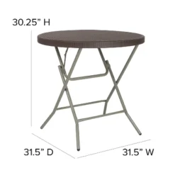 Flash Furniture 2.6-Foot Round Brown Rattan Plastic Folding Table -Flash Furniture Sales Store GUEST b7925728 acbb 46f2 b3b1 b94f997e136b