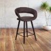 Flash Furniture Brynn Series 24'' High Contemporary Vinyl Rounded Back Counter Height Stool With Cappuccino Wood Frame