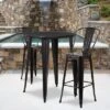 Flash Furniture Commercial Grade 30" Round Metal Indoor-Outdoor Bar Table Set With 2 Cafe Stools