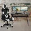 Flash Furniture Gaming Desk And Reclining Gaming Chair Set With Cup Holder, Headphone Hook & 2 Wire Management Holes
