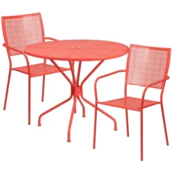 Flash Furniture Oia Commercial Grade 35.25" Round Indoor-Outdoor Steel Patio Table Set With 2 Square Back Chairs 8 Flash Furniture Oia Commercial Grade 35.25" Round Indoor-Outdoor Steel Patio Table Set With 2 Square Back Chairs -Flash Furniture Sales Store GUEST ba3f39e1 8ca8 4825 b9c0 69209b705469