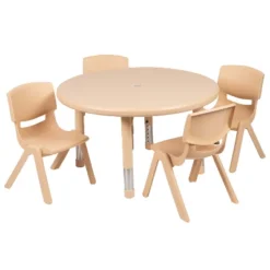 Flash Furniture 33" Round Plastic Height Adjustable Activity Table Set With 4 Chairs -Flash Furniture Sales Store GUEST ba9569ea e319 4a83 9b4c 2176ac0d5613