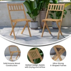 Flash Furniture Indoor/Outdoor Solid Acacia Wood Folding Bistro Chairs In Natural - Set Of 2 -Flash Furniture Sales Store GUEST bb71af7f f508 4593 85b0 cf04c52423ea
