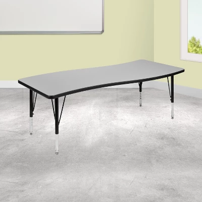 Flash Furniture 26"W X 60"L Rectangle Wave Flexible Collaborative Thermal Laminate Activity Table - Height Adjustable Short Legs 1 Flash Furniture 26"W X 60"L Rectangle Wave Flexible Collaborative Thermal Laminate Activity Table - Height Adjustable Short Legs