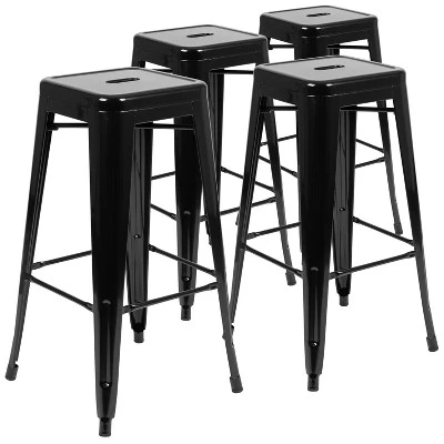 Flash Furniture 30" High Metal Indoor Bar Stool - Stackable Set Of 4 11 Flash Furniture 30" High Metal Indoor Bar Stool - Stackable Set Of 4 - Image 11