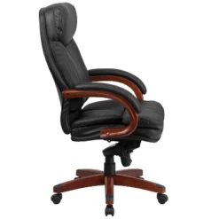 Flash Furniture High Back Black LeatherSoft Executive Ergonomic Office Chair With Synchro-Tilt Mechanism, Mahogany Wood Base And Arms -Flash Furniture Sales Store GUEST bd0c59d9 a923 4af2 9bac 91e19485dec0