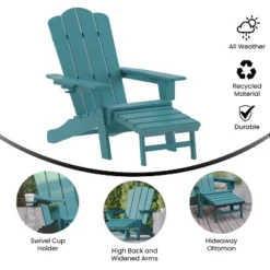 Flash Furniture Newport HDPE Adirondack Chair With Cup Holder And Pull Out Ottoman, All-Weather HDPE Indoor/Outdoor Lounge Chair -Flash Furniture Sales Store GUEST bebfb84b aef3 4fe2 a3d3 9ab2523df37c