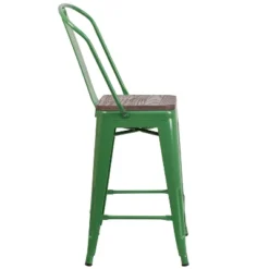 Flash Furniture 24" High Metal Counter Height Stool With Back And Wood Seat -Flash Furniture Sales Store GUEST bf70d6a3 1df1 4661 8553 67a12c8d3559