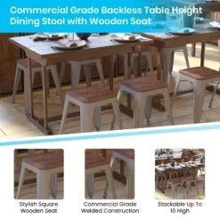 Flash Furniture 18" Backless Table Height Stool With Wooden Seat, Stackable Metal Indoor Dining Stool, Commercial Grade - Set Of 4 -Flash Furniture Sales Store GUEST bfe1b858 d2d7 40b3 b42e ff5a87fc6b79