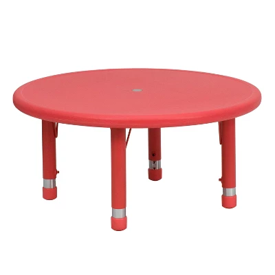Flash Furniture 33" Round Plastic Height Adjustable Activity Table 10 Flash Furniture 33" Round Plastic Height Adjustable Activity Table - Image 10