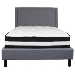Flash Furniture Roxbury Full Size Tufted Upholstered Platform Bed In Light Gray Fabric With Pocket Spring Mattress -Flash Furniture Sales Store GUEST c32ab644 e276 4740 b42f 1bb5f153e6b0