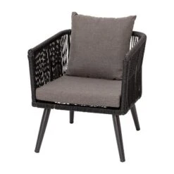 Flash Furniture Kierra Black All-Weather 4-Piece Woven Conversation Set With Gray Zippered Removable Cushions & Metal Coffee Table -Flash Furniture Sales Store GUEST c470aa6e a521 4a0e b894 2c9b227b0983