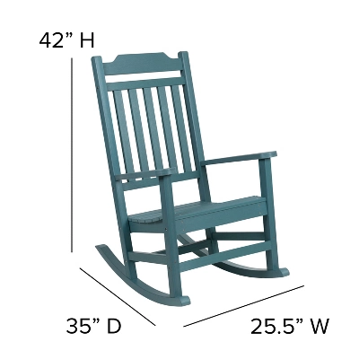 Flash Furniture Winston All-Weather Poly Resin Wood Rocking Chair 3 Flash Furniture Winston All-Weather Poly Resin Wood Rocking Chair - Image 3