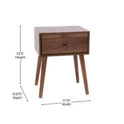 Flash Furniture Hatfield Mid-Century Modern One Drawer Wood Nightstand, Side Accent Or End Table With Soft Close Storage Drawer, Dark Walnut -Flash Furniture Sales Store GUEST c58dab24 671f 4309 982b 615ed874d587