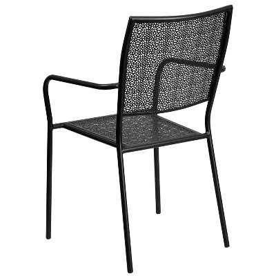 Flash Furniture Commercial Grade Indoor-Outdoor Steel Patio Arm Chair With Square Back 6 Flash Furniture Commercial Grade Indoor-Outdoor Steel Patio Arm Chair With Square Back - Image 6