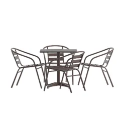 Flash Furniture Lila 27.5'' Square Aluminum Indoor-Outdoor Table Set With 4 Slat Back Chairs -Flash Furniture Sales Store GUEST c61563dd 4f15 4061 af06 d81d9cd4665e