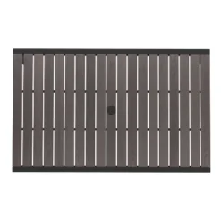 Flash Furniture Lark Outdoor Dining Table With Synthetic Gray Wash Teak Poly Slats - 30" X 48" Steel Framed Restaurant Table With Umbrella Holder Hole -Flash Furniture Sales Store GUEST c9519d4b 5648 4c0b a902 2cdf8aade4c1