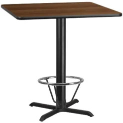 Flash Furniture 42'' Square Laminate Table Top With 33'' X 33'' Bar Height Table Base And Foot Ring