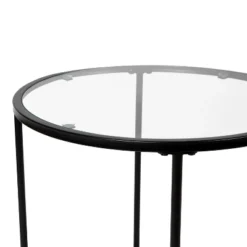 Flash Furniture Astoria Collection Round End Table - Modern Clear Glass Accent Table With Matte Black Frame -Flash Furniture Sales Store GUEST c98ed2f2 4b89 42c2 a2d9 44699e879e21