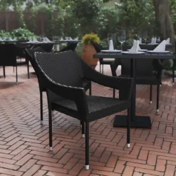Flash Furniture Ethan Set Of 4 Commercial Grade Stacking Patio Chairs, All Weather PE Rattan Wicker Patio Dining Chairs -Flash Furniture Sales Store GUEST ca61621a 14b9 4bc8 ac26 c84a3cc9ce13 2