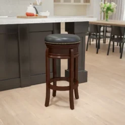 Flash Furniture 29'' High Backless Wood Barstool With Carved Apron And LeatherSoftSoft Swivel Seat -Flash Furniture Sales Store GUEST cb5df6a4 cb50 45f5 9d8b 7110d8a07e2e