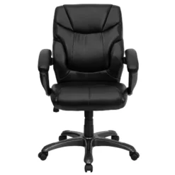 Overstuffed Swivel Task Chair Black Leather - Flash Furniture -Flash Furniture Sales Store GUEST cc28c7c6 5c45 47d3 959e 5f8dc364c470