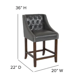 Flash Furniture Carmel Series 24" High Transitional Tufted Walnut Counter Height Stool With Accent Nail Trim -Flash Furniture Sales Store GUEST cc51877d 9187 4bee 85d0 76309f0a418e