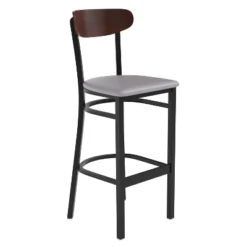 Flash Furniture Wright Commercial Grade Barstool With 500 LB. Capacity Steel Frame, Solid Wood Seat, And Boomerang Back -Flash Furniture Sales Store GUEST cc6efcab c658 427d 8d1b f4d33c11251c