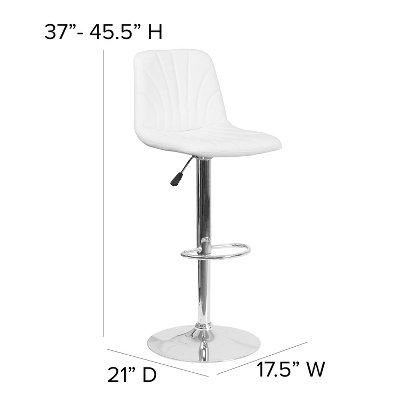 Flash Furniture Contemporary Vinyl Adjustable Height Barstool With Embellished Stitch Design And Chrome Base 6 Flash Furniture Contemporary Vinyl Adjustable Height Barstool With Embellished Stitch Design And Chrome Base - Image 6