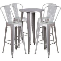 Flash Furniture Commercial Grade 24" Round Metal Indoor-Outdoor Bar Table Set With 4 Cafe Stools -Flash Furniture Sales Store GUEST cd9f2442 f249 4427 a2cd 24e1a04a6f7d