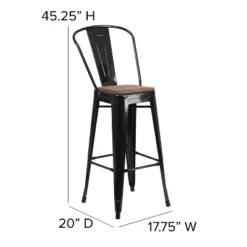 Flash Furniture 30" High Metal Barstool With Back And Wood Seat 18 Flash Furniture 30" High Metal Barstool With Back And Wood Seat -Flash Furniture Sales Store GUEST ce6da0fa 8ea7 42af a851 1f037b6406d4