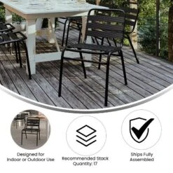 Flash Furniture Lila Aluminum Commercial Indoor-Outdoor Armless Restaurant Stack Chair With Triple Slat Back -Flash Furniture Sales Store GUEST ceb58226 3bb1 46c4 b5ff 61cbee28b531