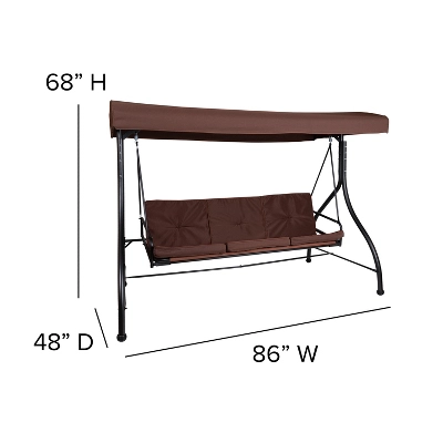 Flash Furniture Tellis 3-Seat Outdoor Steel Converting Patio Swing Canopy Hammock With Cushions / Outdoor Swing Bed 6 Flash Furniture Tellis 3-Seat Outdoor Steel Converting Patio Swing Canopy Hammock With Cushions / Outdoor Swing Bed - Image 6
