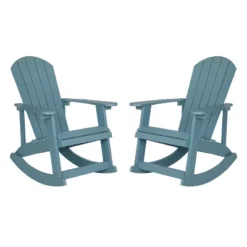 Flash Furniture Savannah All-Weather Poly Resin Wood Adirondack Rocking Chair With Rust Resistant Stainless Steel Hardware - Set Of 2 -Flash Furniture Sales Store GUEST cf8a65d6 c56c 4737 a8c2 076b7b417d6c