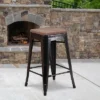 Flash Furniture 24" High Backless Metal Counter Height Stool With Square Wood Seat