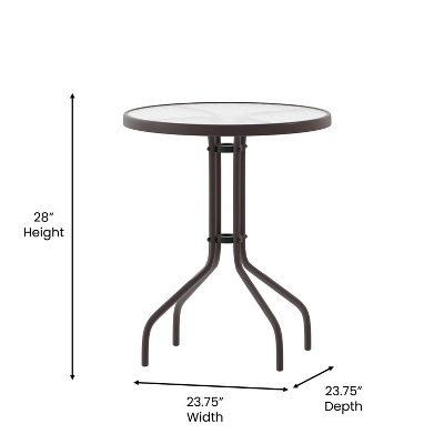 Flash Furniture Lila 23.75'' Round Glass Metal Table With 2 Metal Aluminum Slat Stack Chairs 9 Flash Furniture Lila 23.75'' Round Glass Metal Table With 2 Metal Aluminum Slat Stack Chairs - Image 9