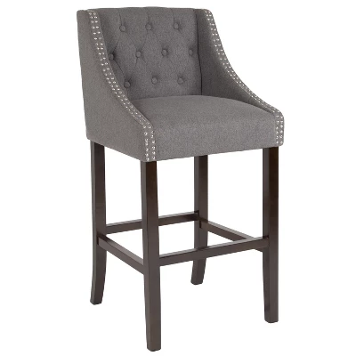 Flash Furniture Carmel Series 30" High Transitional Tufted Walnut Barstool With Accent Nail Trim 11 Flash Furniture Carmel Series 30" High Transitional Tufted Walnut Barstool With Accent Nail Trim - Image 11