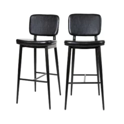 Flash Furniture Kenzie Commercial Grade Mid-Back Barstools - LeatherSoft Upholstery - Iron Frame With Integrated Footrest - Set Of 2 -Flash Furniture Sales Store GUEST d1e67e7a 6fc3 4694 b182 8b0dc4ca71fa