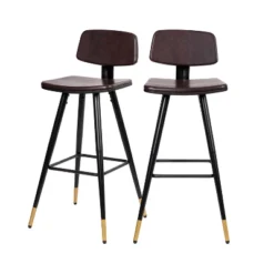 Flash Furniture Kora Commercial Grade Low Back Barstools-LeatherSoft Upholstery-Iron Frame-Integrated Footrest-Gold Tipped Legs-Set Of 2 -Flash Furniture Sales Store GUEST d1fd0db9 a2aa 4da0 97f5 0ac983e602a8