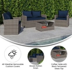 Flash Furniture Aransas Series 4 Piece Patio Set With Back Pillows And Seat Cushions -Flash Furniture Sales Store GUEST d489a286 c515 4bbe 8284 11340546243a