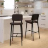 Flash Furniture Kenzie Commercial Grade Mid-Back Barstools - LeatherSoft Upholstery - Iron Frame With Integrated Footrest - Set Of 2