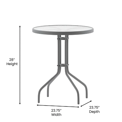 Flash Furniture Bellamy 23.75'' Silver Round Tempered Glass Metal Table 6 Flash Furniture Bellamy 23.75'' Silver Round Tempered Glass Metal Table - Image 6