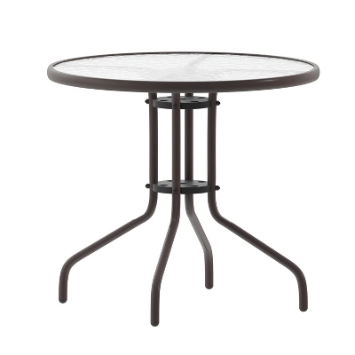 Flash Furniture Bellamy 31.5'' Round Tempered Glass Metal Table 10 Flash Furniture Bellamy 31.5'' Round Tempered Glass Metal Table - Image 10