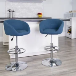 Flash Furniture Contemporary Adjustable Height Barstool With Barrel Back And Chrome Base