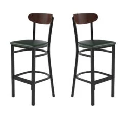 Flash Furniture Wright Set Of 2 Commercial Grade Barstools With 500 LB. Capacity Steel Frame, Solid Wood Seat, And Boomerang Back -Flash Furniture Sales Store GUEST d6af4e68 0aba 4cbb 90dd 49897bec97c0