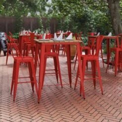 Flash Furniture Declan Commercial Indoor/Outdoor Bar Top Table, 31.5" Square All Weather Poly Resin Top With Steel Base