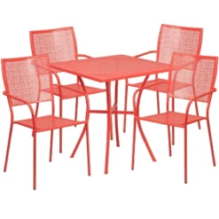 Flash Furniture Oia Commercial Grade 28" Square Indoor-Outdoor Steel Patio Table Set With 4 Square Back Chairs -Flash Furniture Sales Store GUEST d7561426 fd54 42b3 93e9 638646e0bcdc