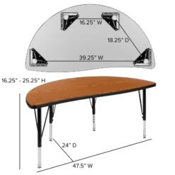 Flash Furniture 47.5" Half Circle Wave Flexible Collaborative Thermal Laminate Activity Table - Height Adjustable Short Legs -Flash Furniture Sales Store GUEST da3cb93d 4c8e 4bbc 9d0a 660047545700